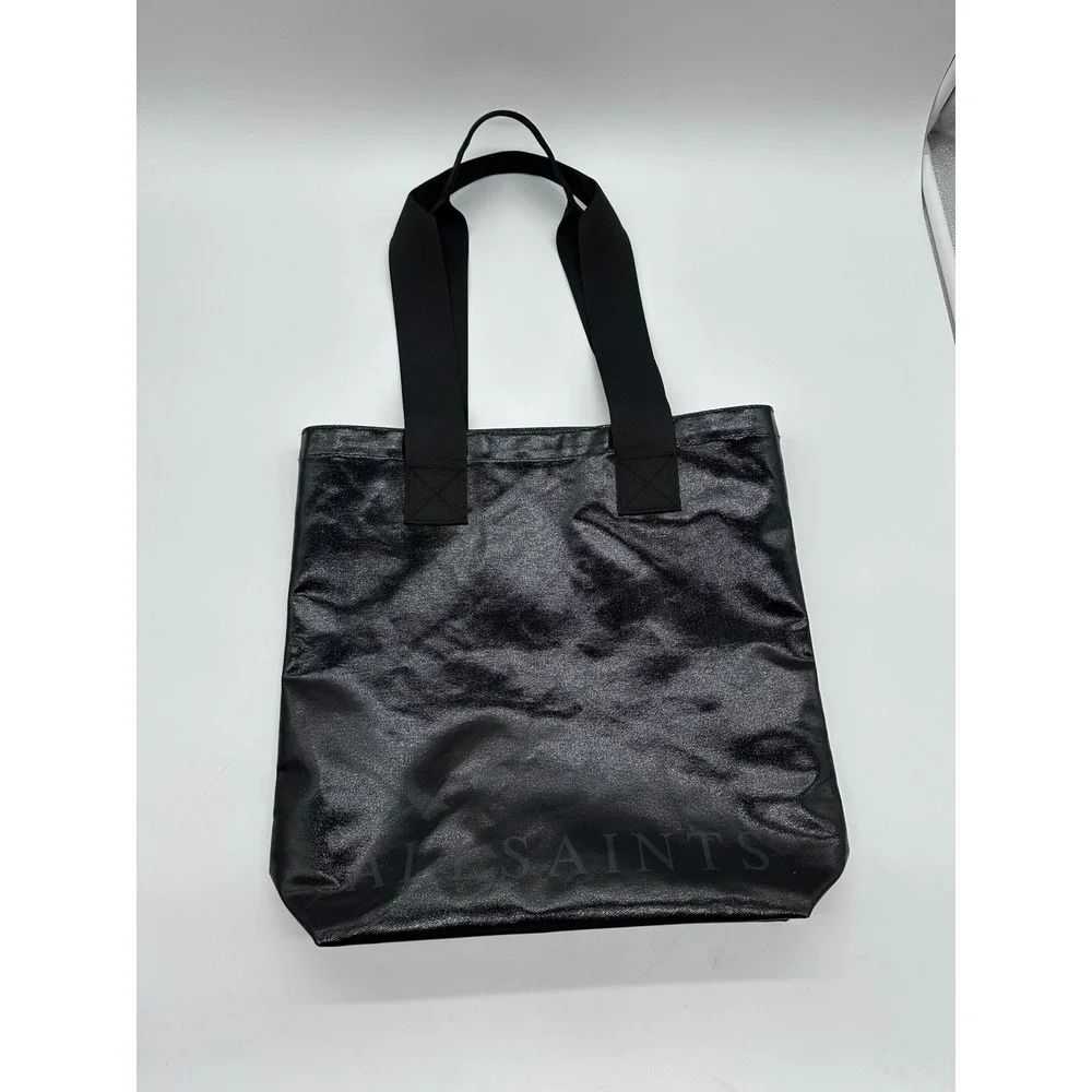 All Saints Black Tote Bag Luxury Logo Printed Carry-All Fashion Accessory Gift